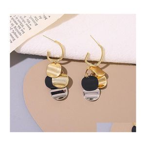 Hoop Huggie Fashion Jewelry S925 Sier Post Earrings for Women Metal Piece Charm Tassel Dangle Stud Drop Delivery Dhwks