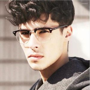 Sunglasses Frames Women Square Eyeglasses Frame Optical Eyeglass Brand Men Clear Lens Reading Fake Glasses Vintage Rivet Half Metal Eyewear