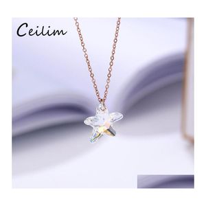 Collane con ciondolo Collana di stelle marine in vetro di cristallo per le donne Trasparente austriaca brillante stella fascino gioielli regali goccia consegna Jewe Otsjz