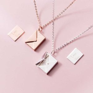 Pendant Necklaces Modian New Design Romantic Lover Letter Pendants Sweet Charm % 925 Sterling Silver Envelope Fashion Pendant For Women Jewelry G230202