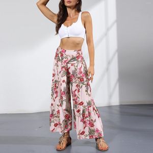 Pantaloni da donna 2023 Estate Gamba Larga Vintage Boho Vita Alta Allentati Stampa Floreale Pantaloni da Donna Casual Vacanza Spiaggia Nono