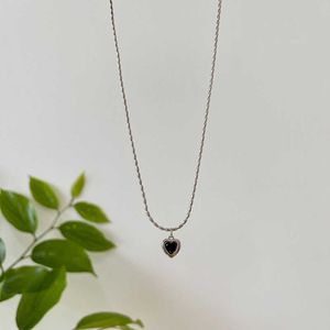 Pendanthalsband Silvology äkta 925 Sterling Silver Black Agate Heart Pendant Halsband för kvinnor Olive Bead Chain 2022 Minimalistiska fina smycken G230202
