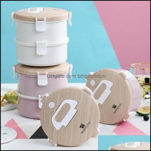 Dinnerware Sets Stainless Steel Lunch Box Wooden Feeling Mtilayer Bento Bpa Portable Container Workers Student Drop Delivery Home Ga Dhyoz