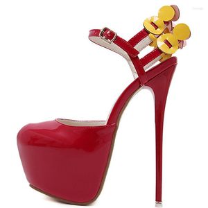 Sandaler Kvinnor Stiletto High Heels Ankel Remplattform Sexig Evening Party Dress Shoes Plus Size Flowers Lady 12-CHC-11