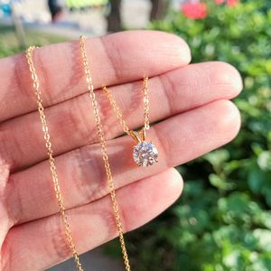 Pendanthalsband Premium 1CT-3CT Moissanite Diamond Pendant Halsband för kvinnor Original 925 Sterling Silver Jewelry Gold Lady Necklace Chain 2023 G230202