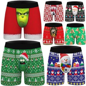 Mutande Divertente Albero di Natale Babbo Natale Pupazzo di neve Costume da uomo Intimo Boxer