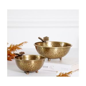 Bowls Brass Snack Bowl Creative Noodle For Shop Fruit Salad Soup Storage Porch Ornaments Material Kitchen Tableware Drop Delivery Ho Dhjts