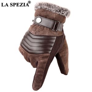 Mittens La Spezia Brown Mens Leather Luvas de Couro Real Pigskin Rússia Inverno A quente de esqui de espessura Guantes Luvas 230201