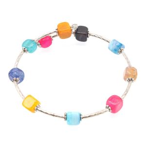 Bracciale avvolgente quadrato con perline da 8 mm Cubo di pietre preziose Filo per donne Ragazze Gioielli fatti a mano in pietra curativa Bracciale con consegna a goccia regolabile Dhvlb