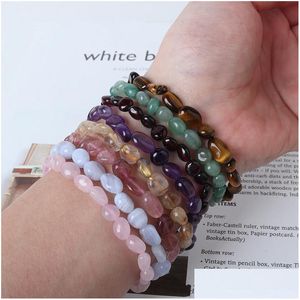 Beaded Reik Healing Natural Crystal Stone Bracelet Strands For Women Lover Irregar Rock Gravel Amethyst Rose Quartz Bracelet Dhgarden Dh8Uk