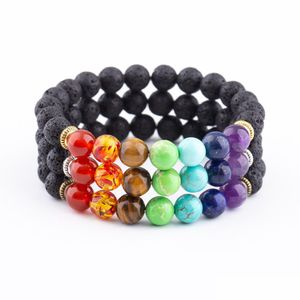 Kaliwowe 8 mm lawowe kamień reiki siedem chakra bransoletka DIY Aromaterape Essily Olejów