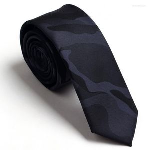 Bow Ties Men's Shirt Business Necktie Black Grey Camouflage Jacquard Woven For Men 5CM Slim Skinny Gravata Gift Box L5049