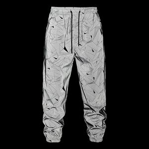 Herrenhose Herren Geometrischer Druck Reflektierende Jogger Sweapants Fluoreszierende Hose Harajuku Hip Hop Dance Festival Rave Night Sport 230202