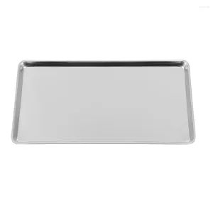 Plates Plate Tray Serving Stainless Steel Metal Platter Dinnerdishes Camping Rectangular Dessert Pizza Pan Sushi Party Towel