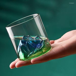 Bicchieri da vino Bicchiere da whisky giapponese Bicchiere 3D Mountain Water Glacier Mug Vodka Fuji Artwork Gift Bottle Drinkware