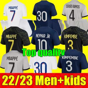 Topp nya Mbappe Soccer Jerseys Vitinha N.Mendes 22 23 Maillots de Football 2022 2023 Verratti vuxna män barn kit kvinnor icardi skjorta uniformer psgs fot tredje 3: e 4: e