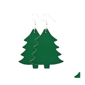 Charm Fashion Christmas Tree Leather Earrings Gift For Women Printed Drops Earring Jewelry Drop Delivery OT28L