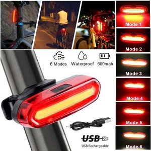 s Bicycle Rear Waterproof USB Rechargeable LED MTB Safety Warning Light Lamp Bike Flashing Accessories Cycling Taillight 0202