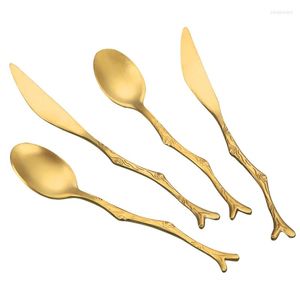 Dinnerware Sets 4pcs Stainless Steel Knife Spoon Set Kitchen Tableware Dessert Spoons Teaspoon
