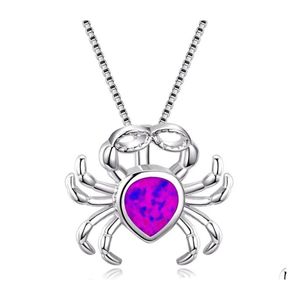 Pendant Necklaces Opal Necklace For Water Drop Shape Imitation 925 Sterling Sier Filled Cute Crab Delivery Jewelry Pendants Dhjsv