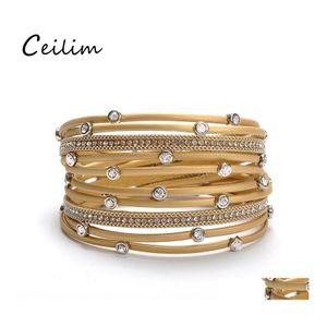 Łańcuch link kolorf kryształowa skórzana bransoletka mtiple warstwy urok Bracelets Magnet klamra dla kobiet mężczyzn impreza projektowanie biżuterii