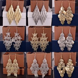 Brincos de Metal Metal Multi-Level Boho Hollow Out Ladies Moda Pingente Geométrico Jóias Acessórias Retro Mulheres Retro