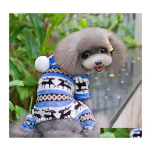 Dog Apparel Winter Pet Clothes Fashion Puppy Warm Coral Fleece Reindeer Snowflake Jacket Small Coat Hoodies S Dbc Drop Delivery Home Dhjcc