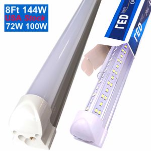 25st T8 Tube LED SHOP LIGHT FIXTURE 4ft 72W 2ft 18W CLEAR LINS Täck Dubbel sida 4 rader V Form Integrerad glödlampa LED -kyldörrar Oemled