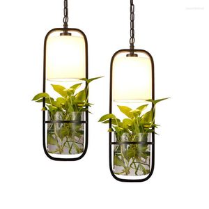 Hängslampor moderna växtglas ljuskrona kinesisk restaurangstudie bar balkong kreativ personlighet järn dekorativ och lyktor