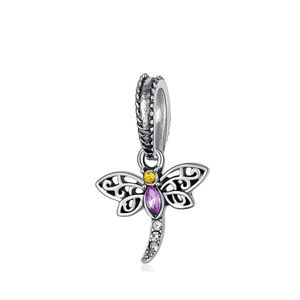 Naszyjniki z koralikami 1PCS Śliczny wisiorek Dragonfly DIY Koraliki dostosowujące się do oryginalnego Pandora Charm Bransoletka Biżuter