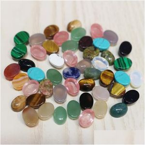 Pietra 6X8Mm Naturale Ovale Cabochon Perline Sfuse Quarzo Rosa Pietre Turchesi Faccia Per Reiki Guarigione Ornamenti Di Cristallo Collana Dhgarden Dhowm