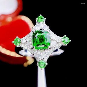 Ringos de cluster hjy guild tsavorite anel jóias finas 18k Gold Natural Unfat