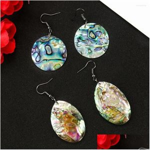 Brincos de lustres de lustre de luxo de abalone shell de abalone grow redonda ova