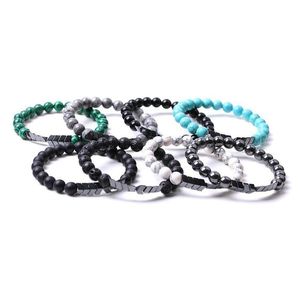 Beaded Arrowhead Charms 8Mm Hematite Synthetic Turquoise Stone Arrows Shape Strand Bracelets For Women Men Yoga Buddha Energ Dhgarden Dh6Ak