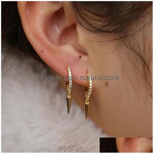 Stud Koreanischer Stil Goldgef￼llte Dangle -Kegelohrringe f￼r M￤dchen Frauen Einfache niedliche Hengste Schmuck Pave Tiny CZ Punk Boys Brincos Drop Deli Dhedf