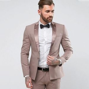 Abiti da uomo Blazer One Button Raso Risvolto lucido Uomo Adatto per sposo Abito da sposa Custom Slim Street 2 pezzi Ultimo Ja