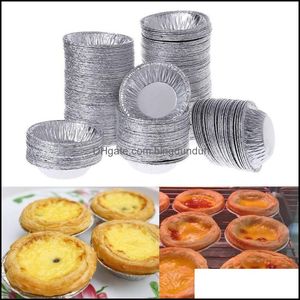 Moldes de cozimento 250pcs Disponível de alumínio descartável Cupcake Tart Cupcake Placa Moldes Droga Droga Home Garden Cozinha Barra de jantar B DH4YZ