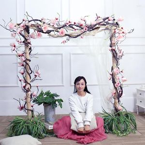 Dekorativa blommor 300 cm Silk Magnolia Wall Hängande Ivy Vines Artificial Orchid Rattan Tree Branch Liana Home Party Wedding Arch Decoration