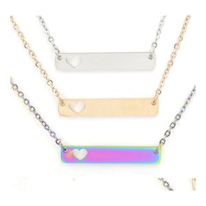 Pendant Necklaces Fashion Love Heart Bar Necklace For Women Mother Daughter Stainless Steel Blank Friends Jewelry Buyer Own Drop Del Oth9P