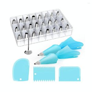 Bakeware Tools 32 Peça Decoração de bolo Supplias dicas kits de aço inoxidável assado bico com sacos de confeiteiro