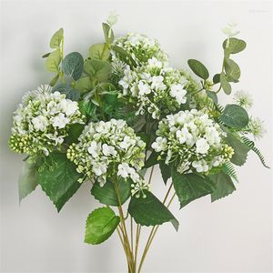 Decorative Flowers 7 Heads Hydrangea Bouquet Party Wedding Decoration Mariage Deco Fake Home El Christmas Decor Fleurs Artificielles