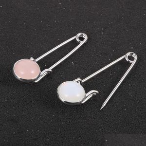 Pins Broschen 12mm Natursteinkügelchen Brosche Dame Kopftuch Schalschalel Clip