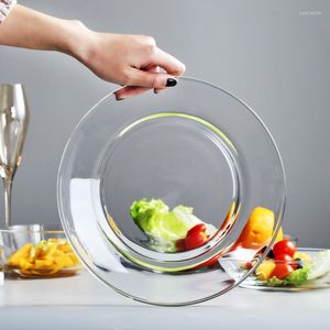 Plates Tempered Glass Fruit Salad Plate Transparent Heat-resistant Tableware European-style Household Microwave Oven Creative Dish