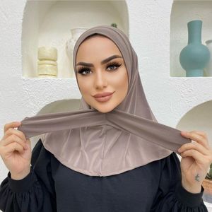 Halsdukar Instant Jersey Hijab Undercap S för kvinna Muslimska kvinnor Cap Full Cover Snap Fastener Head Wraps Scarf Islam Turban 230201