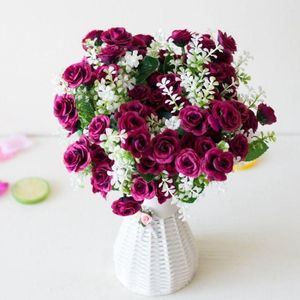 Decorative Flowers Beautiful Rose Peony Artificial Silk Fake Flower Small Bouquet Flores Mini Roses For Christmas Wedding Decoration