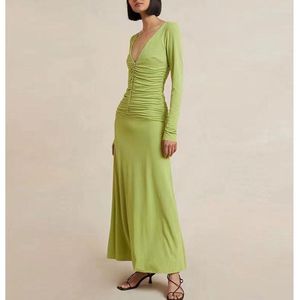 Casual Dresses Green Dress Women's Autumn Long Sleeve Elegant Party Gown 2023