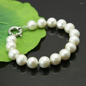 Link Bracelets Natural 9-10mm Bracciale di perle coltivate d'acqua dolce Akoya bianche 7,5