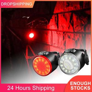 s Q2 Bicycle USB LED Fast Charging ABS Headlight Rear MTB Bike Cycling Light 6 Modes Safety Warning Tail Lamp 0202