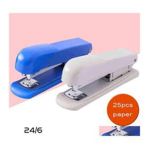 Binders Plastic Color Stapler Solid Office Stationery Staplers School Student Supplies Accessories Small Portable Paper Clip Binding Dhqly