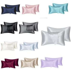 2pcs/лотовая постель Satin Pillowcase для волос и кожи Silk Sired Size (Silver Grey, 20x30 дюймов) Слип